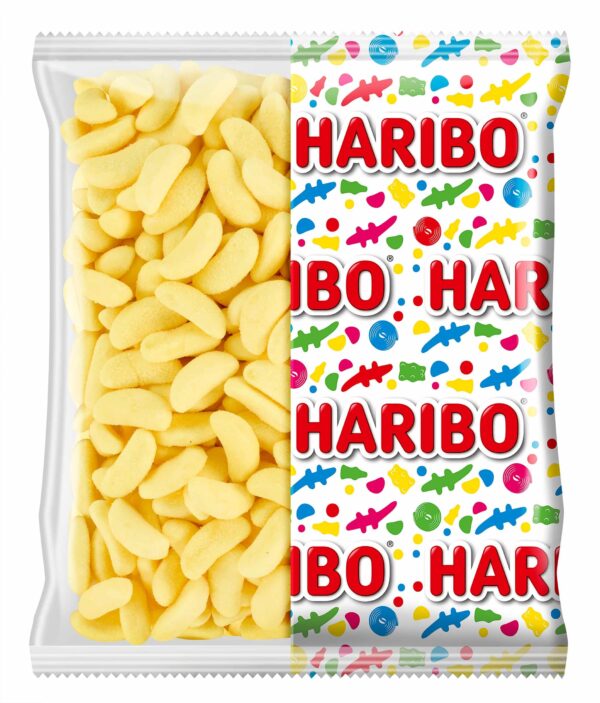 Maison Chuques Allard est un grossiste en chocolats, biscuits et confiserie. Nous vous proposons de Bananes Haribo en vrac 1.5 kg