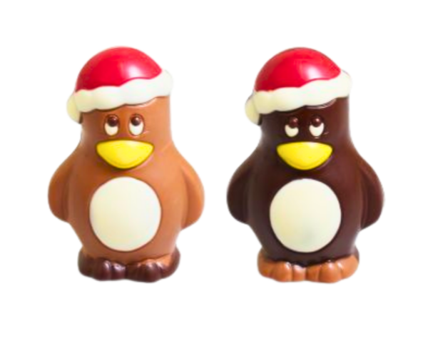 Pingouin de Noël lait et noir coloré 50g