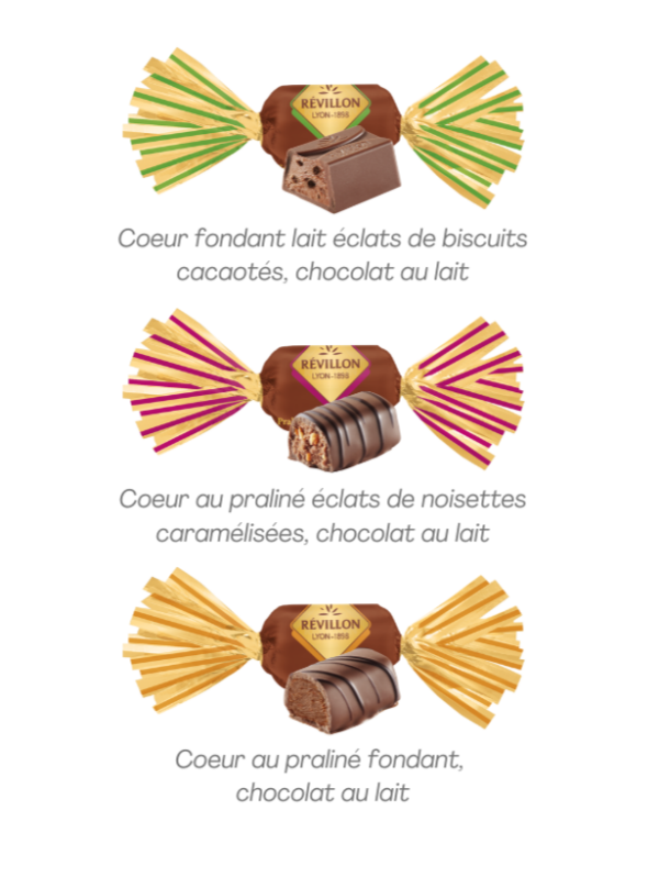 Assortiment noir lait et blanc - Carton de 390 pièces (4,3kg)