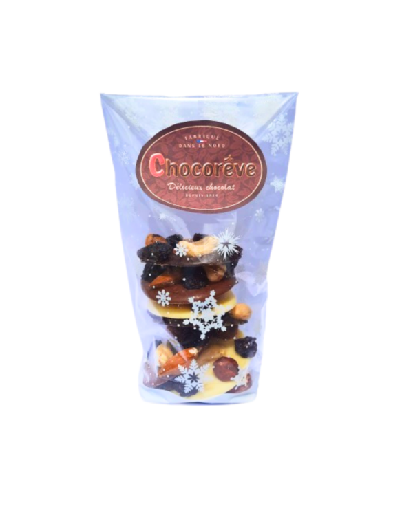 Mendiants noir, lait et blanc 100g