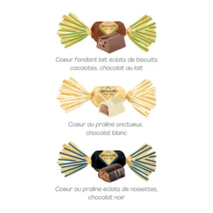 Assortiment noir lait et blanc - Carton de 390 pièces (4,3kg)