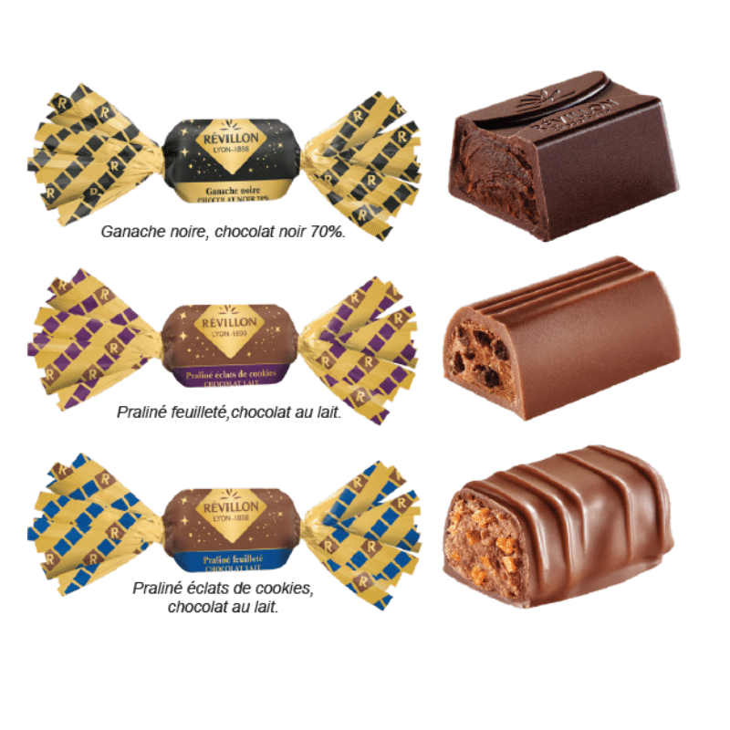 Carton Papillotes Chocolat Praliné Révillon