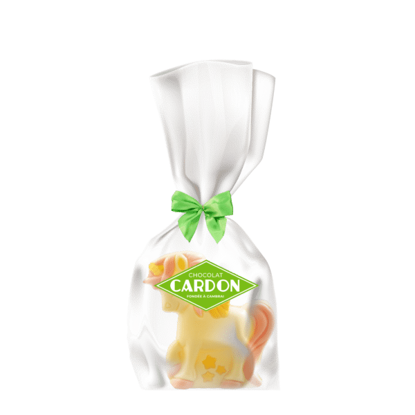 Sachet licorne magique lait, blanc et noir coloré 75g - 10 cm x 12