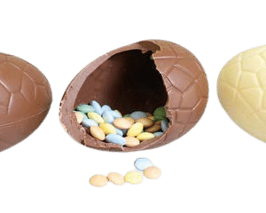 Œufs en chocolat blanc avec Smarties