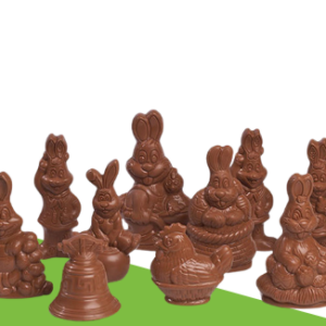 figurines creuses en chocolat lapins et poule